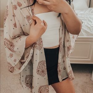 Cream Printed Kimono